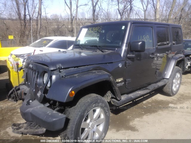 1C4BJWEG5EL297349 - 2014 JEEP WRANGLER UNLIMITE SAHARA GRAY photo 2