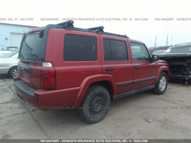 1J8HG48NX6C245314 - 2006 JEEP COMMANDER RED photo 4