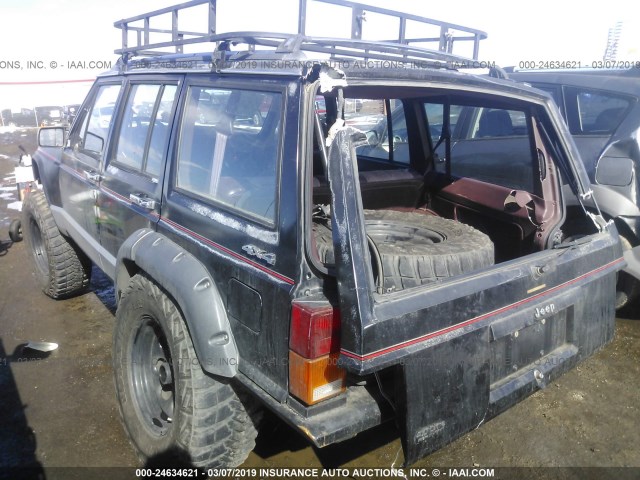 1J4FJ58S7ML631787 - 1991 JEEP CHEROKEE LAREDO BLACK photo 3