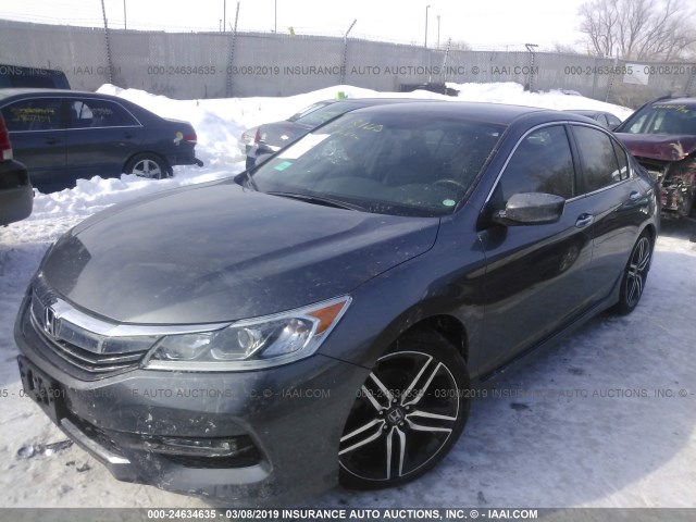 1HGCR2F57HA148820 - 2017 HONDA ACCORD SPORT GRAY photo 2