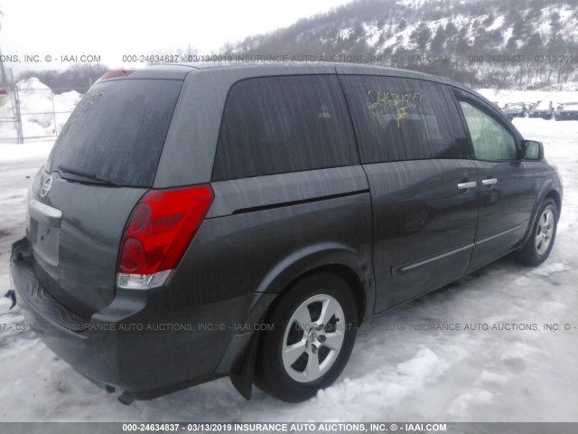 5N1BV28U28N121720 - 2008 NISSAN QUEST S/SE/SL GRAY photo 4