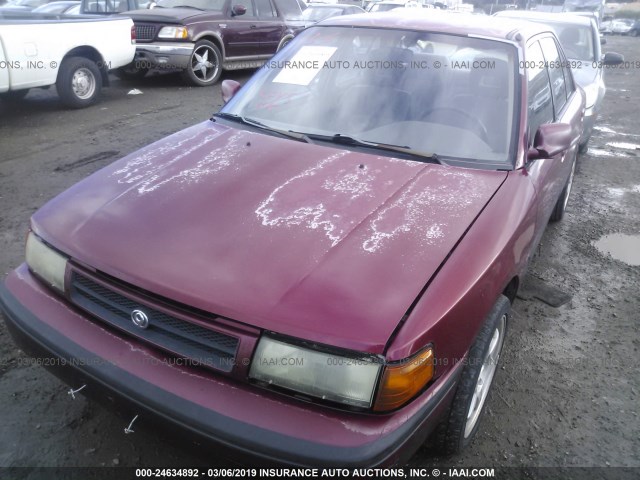 JM1BG2263P0584891 - 1993 MAZDA PROTEGE LX RED photo 2