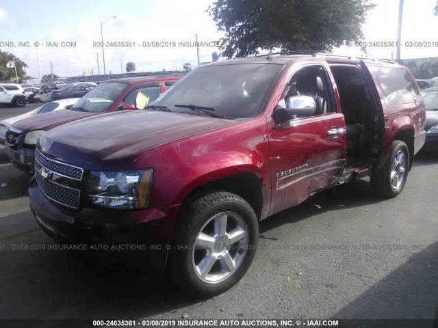 1GNFK36329R277045 - 2009 CHEVROLET SUBURBAN K1500 LTZ RED photo 2