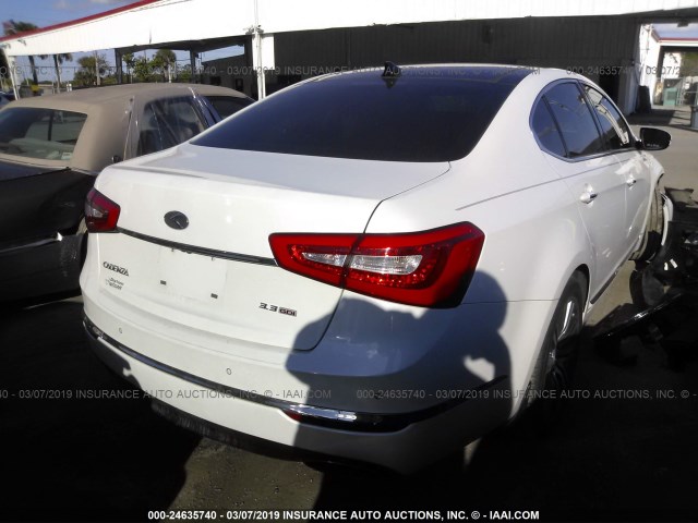 KNALN4D71E5146721 - 2014 KIA CADENZA PREMIUM/LIMITED WHITE photo 4