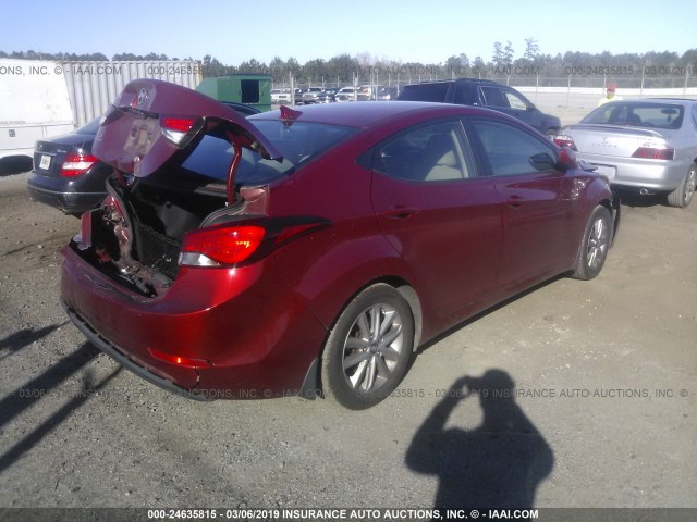 5NPDH4AE2FH592685 - 2015 HYUNDAI ELANTRA SE/SPORT/LIMITED MAROON photo 4