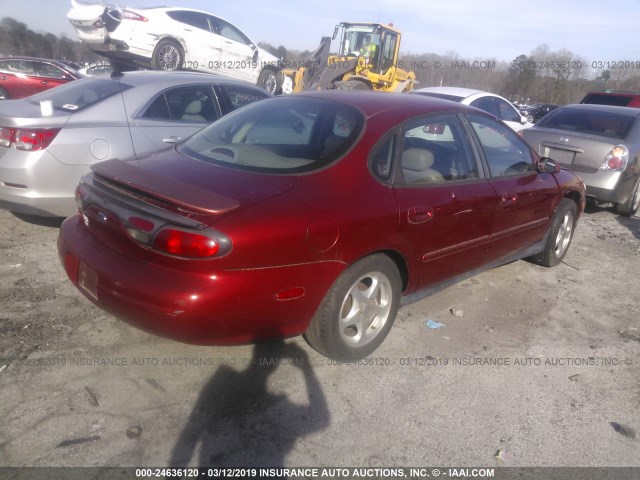 1FAFP53S8XA242903 - 1999 FORD TAURUS SE/COMFORT/SPORT RED photo 4