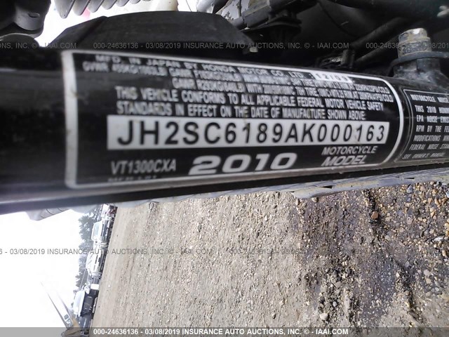 JH2SC6189AK000163 - 2010 HONDA VT1300 CXA BLACK photo 10