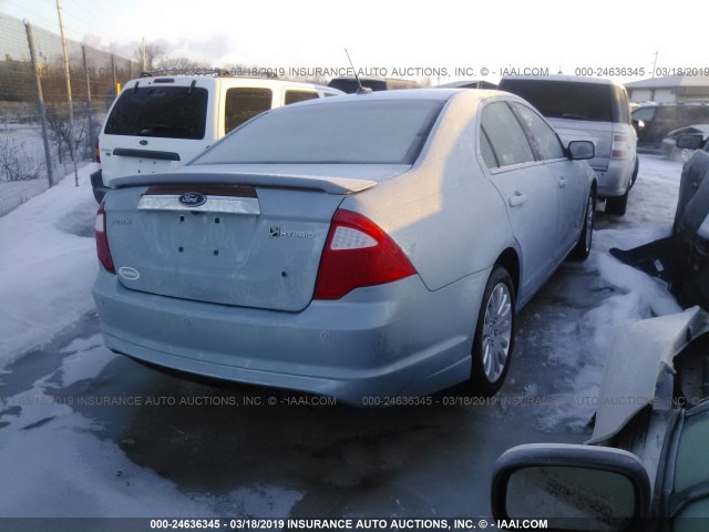 3FADP0L30AR241244 - 2010 FORD FUSION HYBRID BLUE photo 4