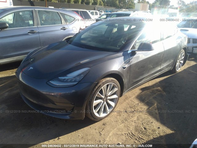 5YJ3E1EA8JF060603 - 2018 TESLA MODEL 3 GRAY photo 2