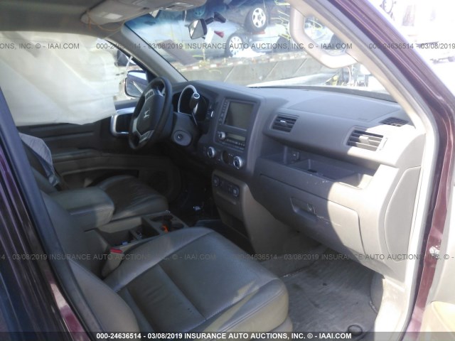 2HJYK16538H505605 - 2008 HONDA RIDGELINE RTL BURGUNDY photo 5