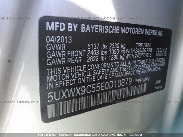 5UXWX9C55E0D10879 - 2014 BMW X3 XDRIVE28I GOLD photo 9