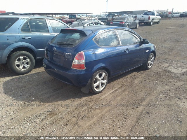 KMHCN36C77U009536 - 2007 HYUNDAI ACCENT SE BLUE photo 4