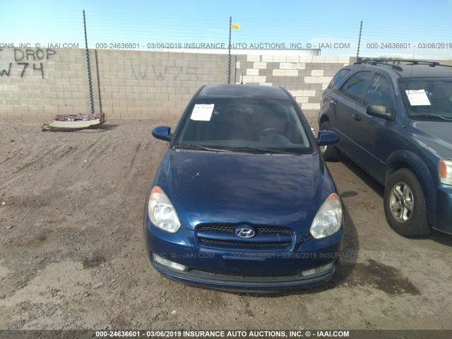 KMHCN36C77U009536 - 2007 HYUNDAI ACCENT SE BLUE photo 6