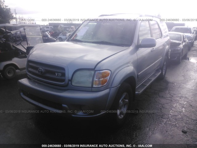 5TDBT44A12S068222 - 2002 TOYOTA SEQUOIA SR5 SILVER photo 2