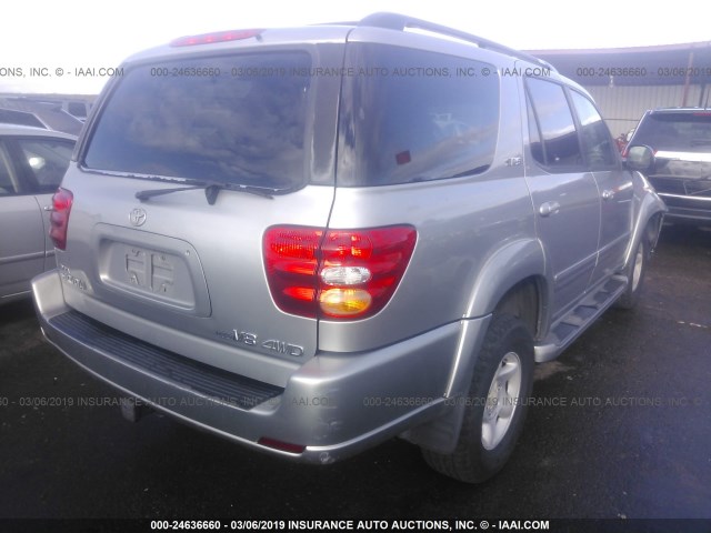 5TDBT44A12S068222 - 2002 TOYOTA SEQUOIA SR5 SILVER photo 4