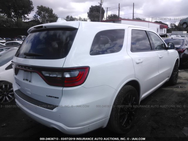 1C4RDHDG1FC694979 - 2015 DODGE DURANGO LIMITED WHITE photo 4