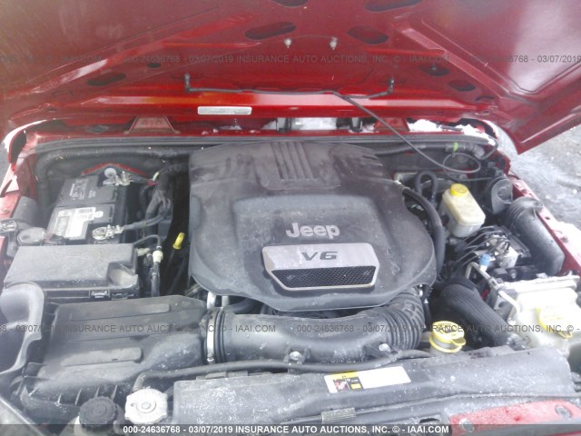 1C4AJWAGXEL259097 - 2014 JEEP WRANGLER SPORT წითელი ფოტო 10