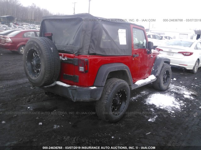 1C4AJWAGXEL259097 - 2014 JEEP WRANGLER SPORT წითელი ფოტო 4