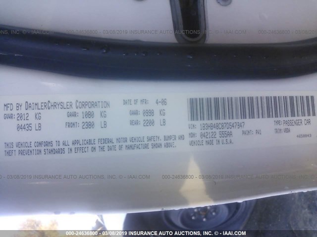 1B3HB48C87D547847 - 2007 DODGE CALIBER SXT WHITE photo 9