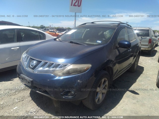 JN8AZ18U69W013129 - 2009 NISSAN MURANO S/SL BLUE photo 2