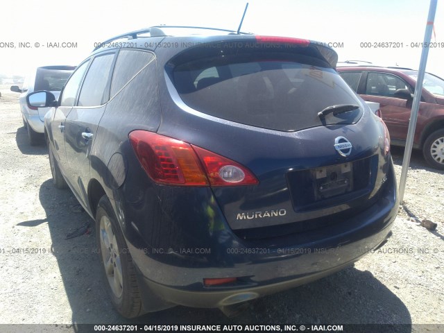 JN8AZ18U69W013129 - 2009 NISSAN MURANO S/SL BLUE photo 3