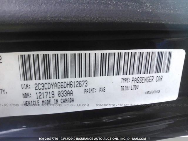 2C3CDYAG6DH612673 - 2013 DODGE CHALLENGER SXT BLACK photo 9