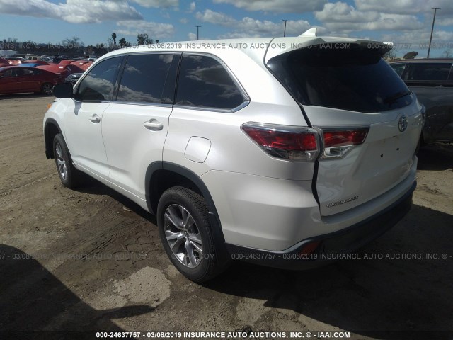 5TDBKRFH9GS307436 - 2016 TOYOTA HIGHLANDER LE/LE PLUS WHITE photo 3