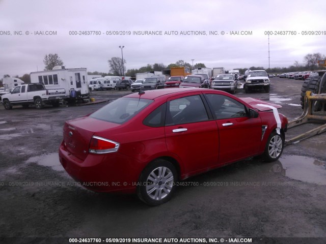 1FAHP35N48W163026 - 2008 FORD FOCUS SE/SEL/SES RED photo 4