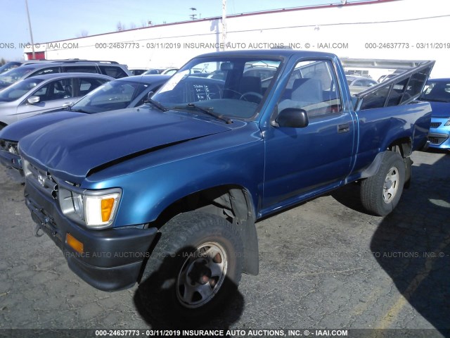 4TARN01PXRZ188888 - 1994 TOYOTA PICKUP 1/2 TON SHORT WHLBSE DX BLUE photo 2