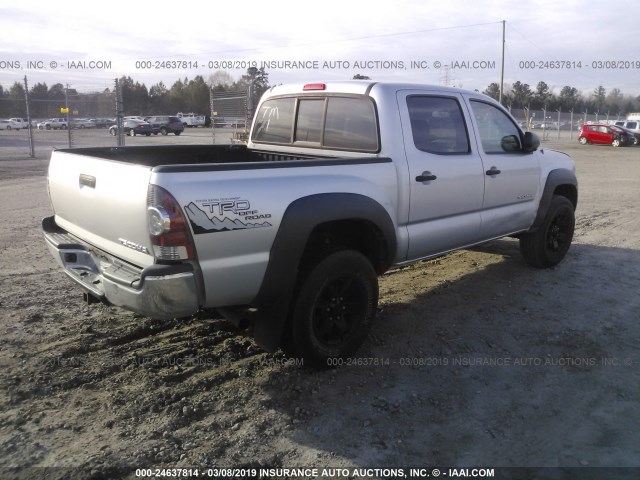 5TEJU62N18Z520482 - 2008 TOYOTA TACOMA DOUBLE CAB PRERUNNER SILVER photo 4