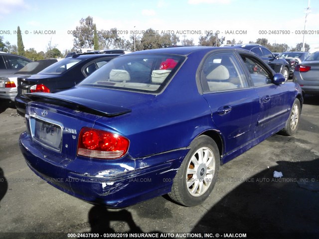 KMHWF35H54A957907 - 2004 HYUNDAI SONATA GLS/LX BLUE photo 4