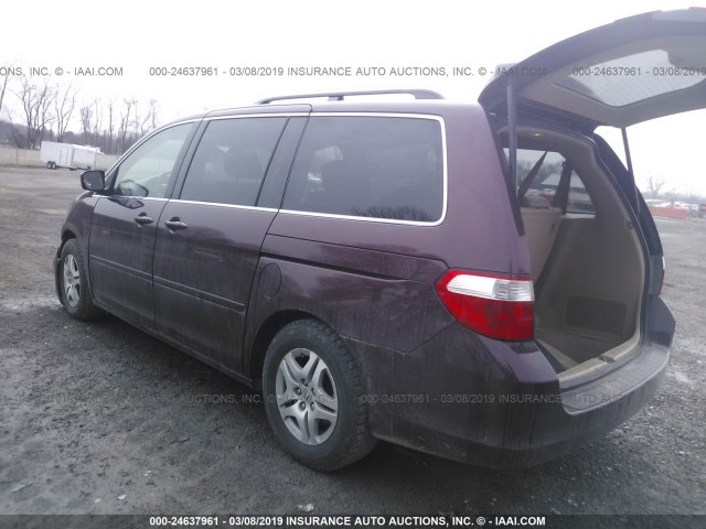 5FNRL38767B060989 - 2007 HONDA ODYSSEY EXL BURGUNDY photo 3