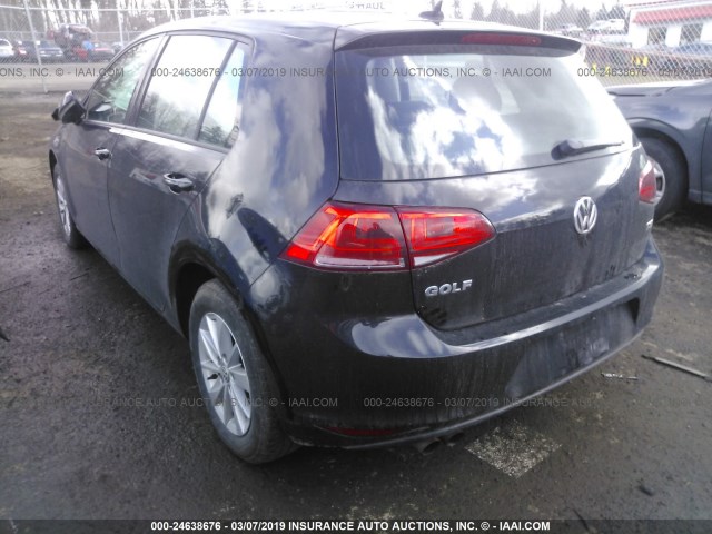 3VW217AU7FM014559 - 2015 VOLKSWAGEN GOLF BLACK photo 3