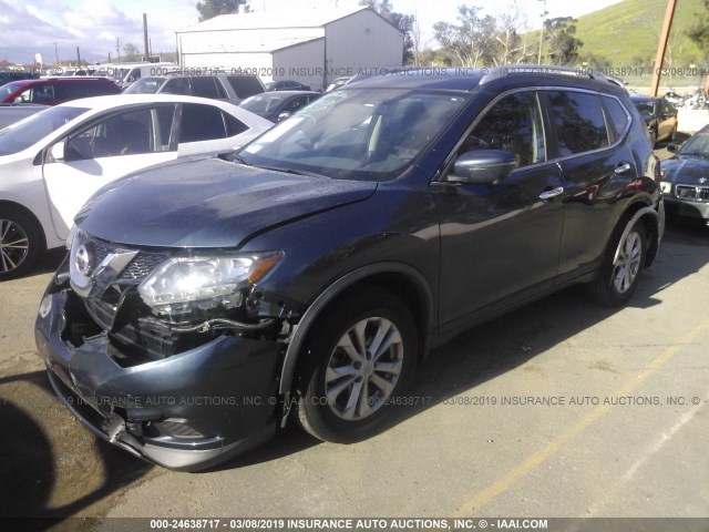 KNMAT2MT4GP711133 - 2016 NISSAN ROGUE S/SL/SV GRAY photo 2