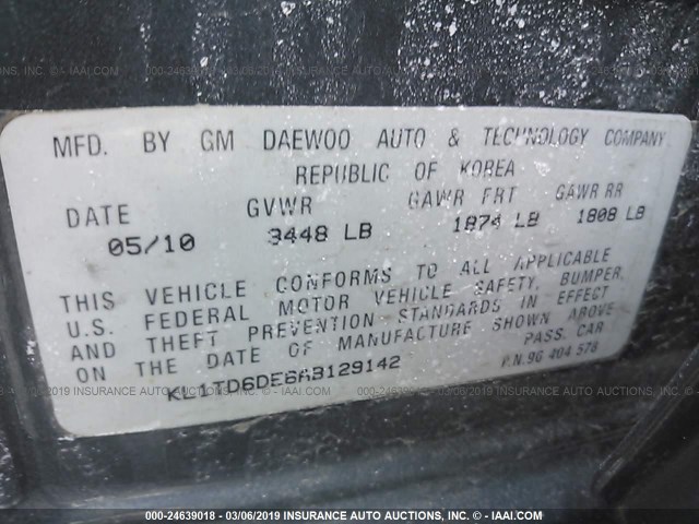 KL1TD6DE6AB129142 - 2010 CHEVROLET AVEO LS/LT BLUE photo 9