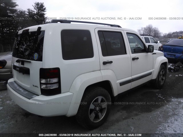 1J8GN28K68W179650 - 2008 JEEP LIBERTY SPORT WHITE photo 4