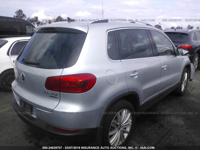 WVGBV3AX6EW537088 - 2014 VOLKSWAGEN TIGUAN S/SE/SEL/R-LINE SILVER photo 4