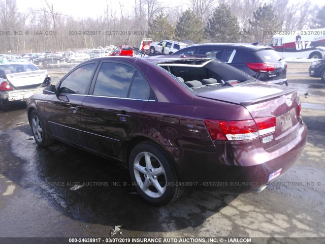 5NPEU46F78H389134 - 2008 HYUNDAI SONATA SE/LIMITED RED photo 3