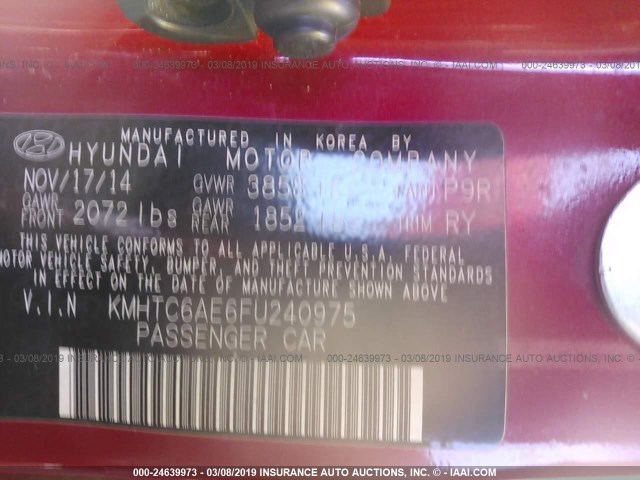 KMHTC6AE6FU240975 - 2015 HYUNDAI VELOSTER TURBO RED photo 9