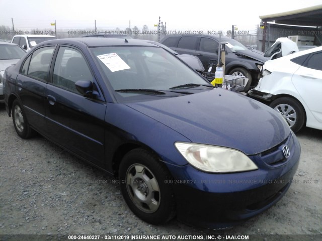 JHMES96655S025115 - 2005 HONDA CIVIC HYBRID BLUE photo 1