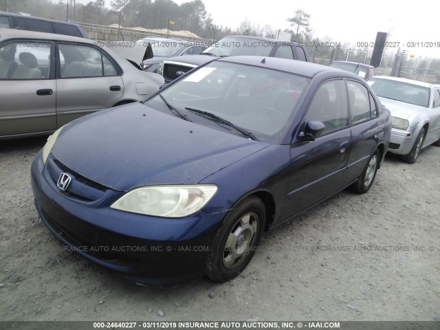 JHMES96655S025115 - 2005 HONDA CIVIC HYBRID BLUE photo 2