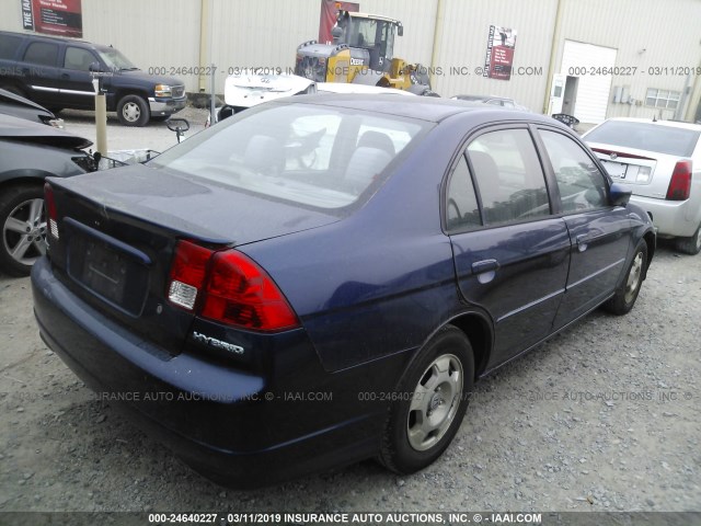 JHMES96655S025115 - 2005 HONDA CIVIC HYBRID BLUE photo 4