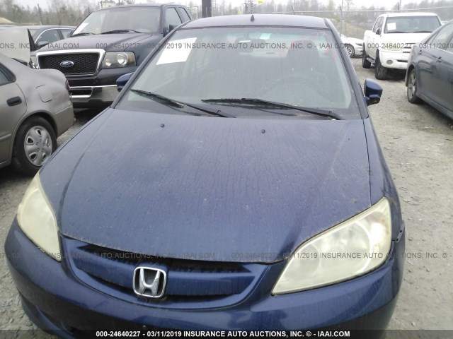 JHMES96655S025115 - 2005 HONDA CIVIC HYBRID BLUE photo 6