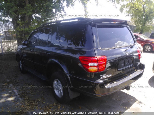 5TDZT38A61S056374 - 2001 TOYOTA SEQUOIA LIMITED BLACK photo 3