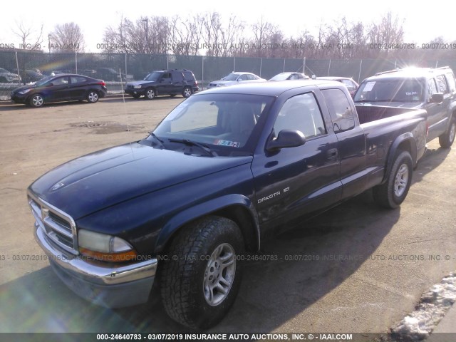 1B7GL42XX2S649562 - 2002 DODGE DAKOTA SLT BLUE photo 2