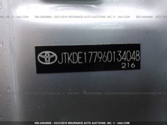 JTKDE177960134048 - 2006 TOYOTA SCION TC ვერცხლისფერი ფოტო 9