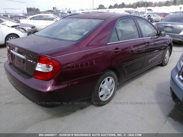 4T1BE32K62U623964 - 2002 TOYOTA CAMRY LE/XLE/SE RED photo 4