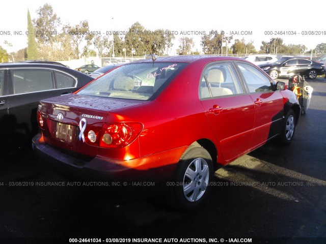 1NXBR32E86Z590180 - 2006 TOYOTA COROLLA CE/LE/S RED photo 4