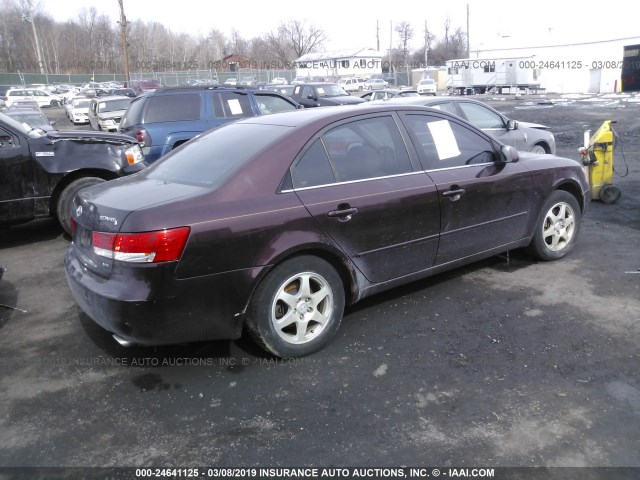 5NPEU46F16H053587 - 2006 HYUNDAI SONATA GLS/LX BURGUNDY photo 4