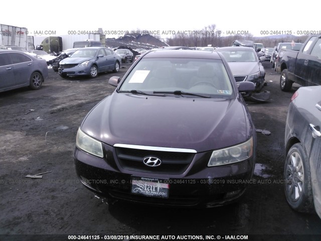 5NPEU46F16H053587 - 2006 HYUNDAI SONATA GLS/LX BURGUNDY photo 6